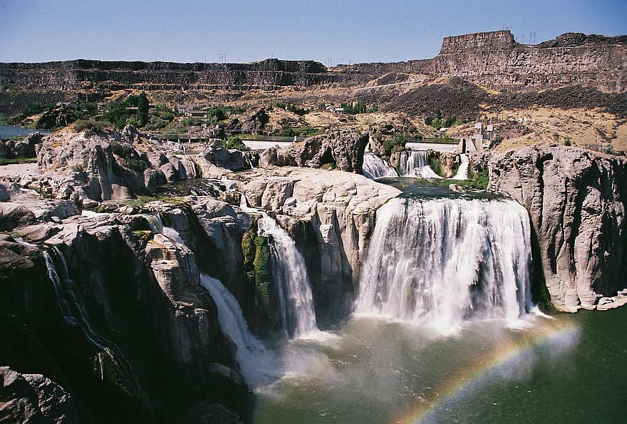 vodopády Shoshone, duha, vodopád, idaho, dvojče padá, Park Shoshone Falls, Příroda