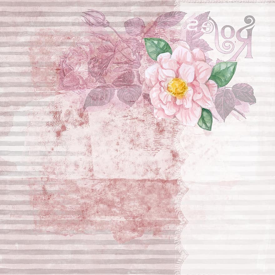 Jahrgang, Rose, Hintergrund, Rosa, Sammelalbum, Kunst, Papier-, romantisch, Design, Seite, Valentinstag