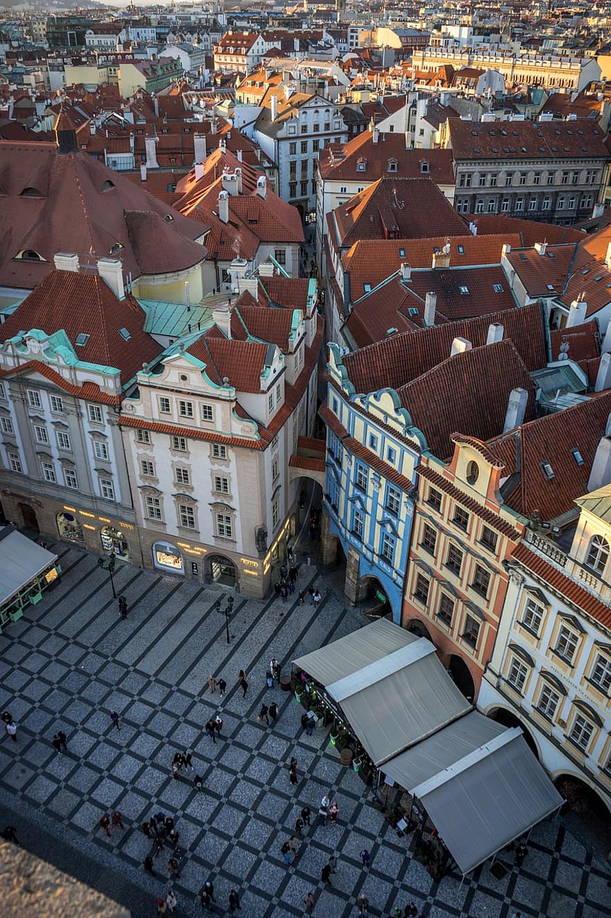 Praag, Tsjechische Republiek, Europa, hoofdstad, praha, toren, historisch centrum, gebouw, architectuur, gezinswoningen, oud stadsplein
