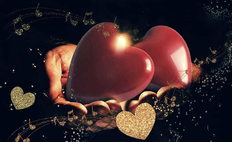 Свети Валентин, сърце, обичам, червен, символ, ръце, романтичен