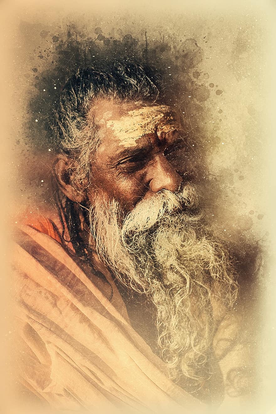Old, Man, Male, Portrait, Person, Human, Elderly, Face, Poor, Beard, Digital Manipulation