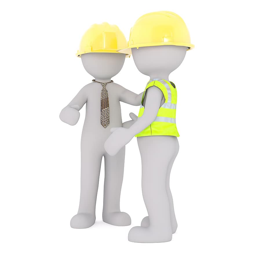 Construction Manager, Construction Workers, Construction, Workers, Helm, Safety Helmet, Safety Vest, 3d Model, Discussion, Meeting, Site