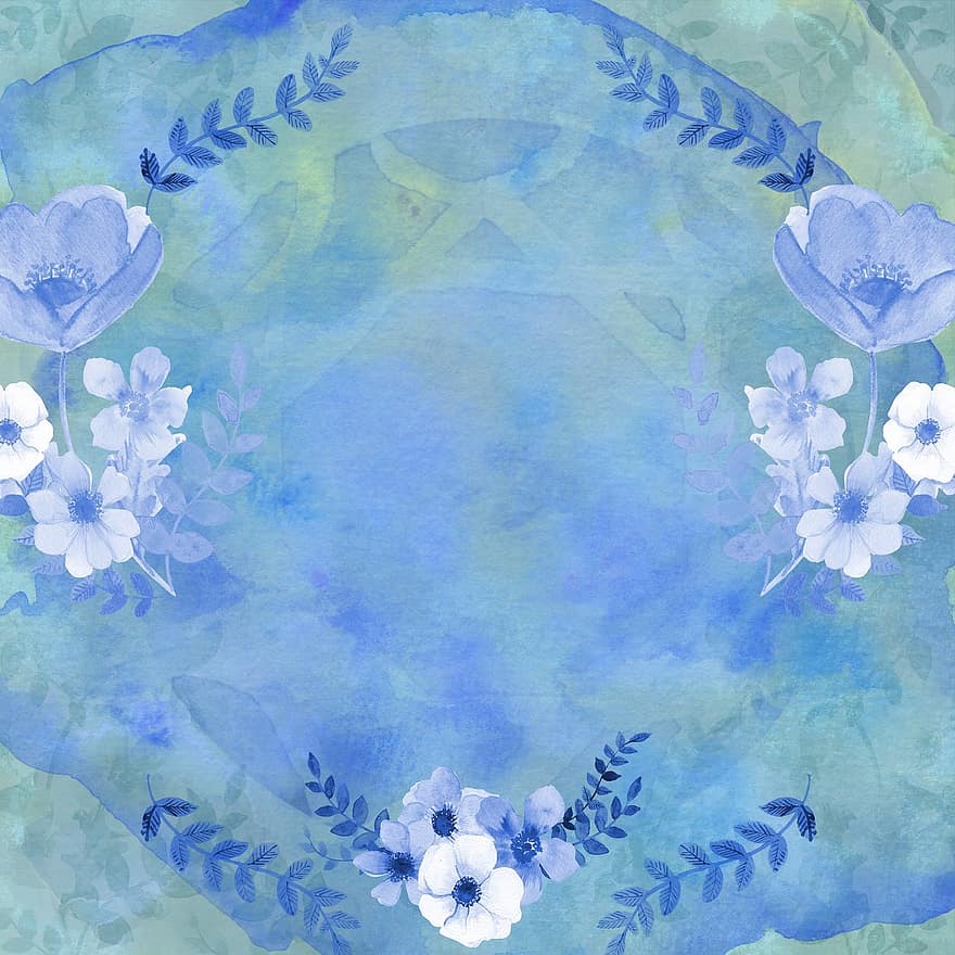 Hintergrund, Herz, Blumen-, lila, Blau, Blume, Aquarell, Sammelalbum, Sommer-, Garten, Pflanze