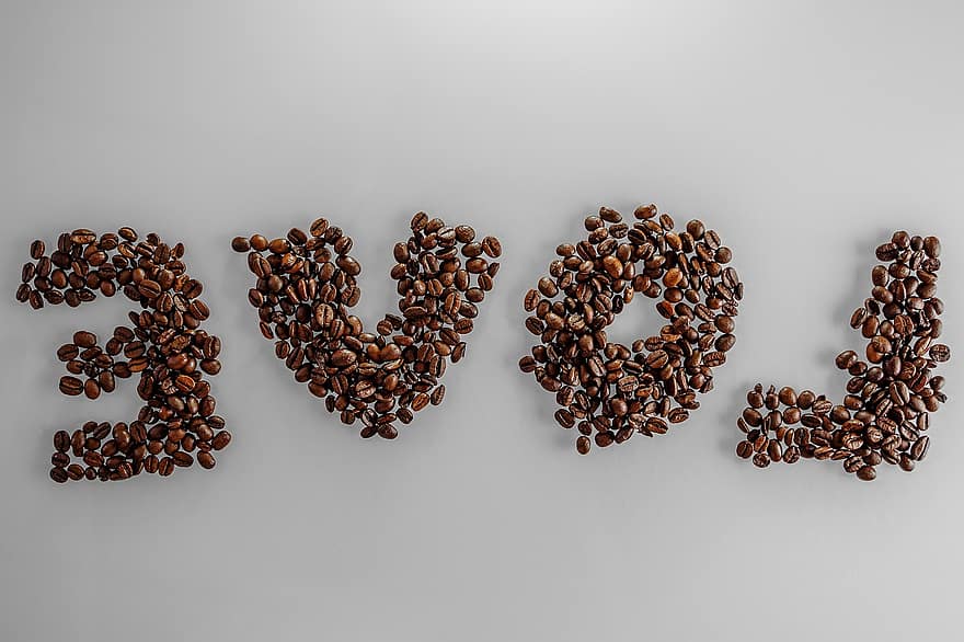 amor, granos de café, café tostado en grano, café, comida, antecedentes, de cerca, frijol, beber, frescura, cafeína