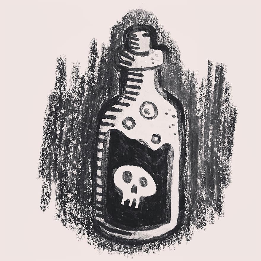 Poison, Bottle, Danger, Drawing