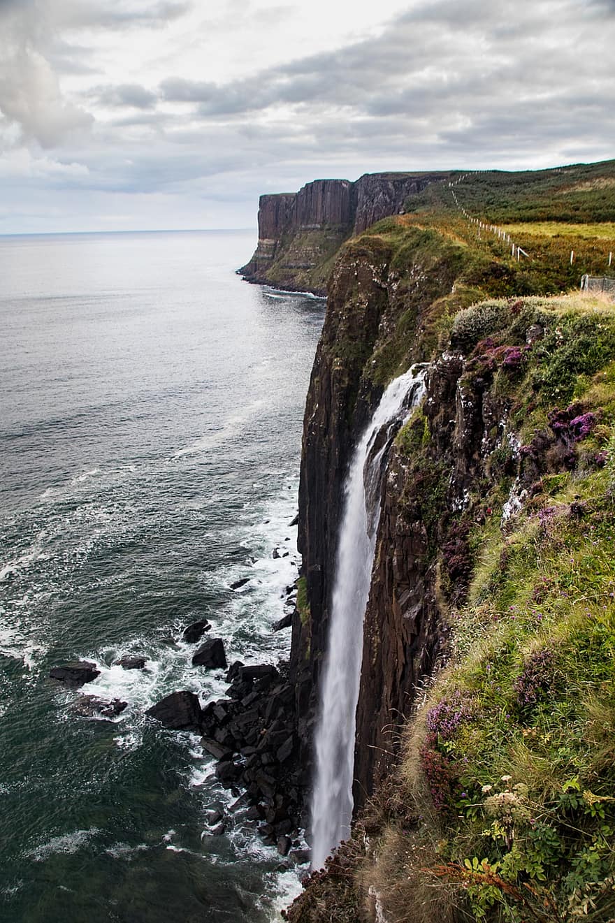 Wasserfall, Kaskade, Cliff, Felsen, Meer, Ozean, Kiltrock, Schottland, alba