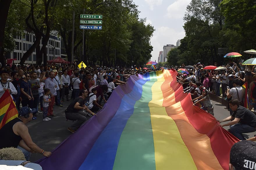 México, parada do orgulho, lgbt, Cidade do México, bandeira lgbt, bandeira do arco-íris