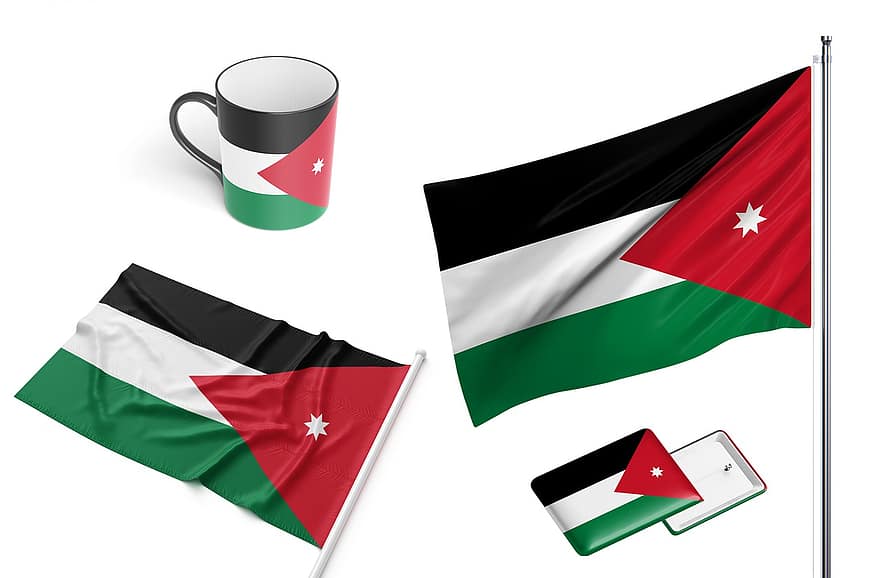 jordanien, jordan flagga, flagga, National flagga