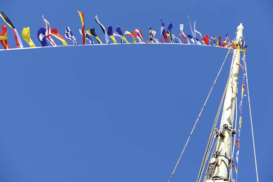 bandiere, Linea di bandiera, nave, barca a vela, internazionale, porta, festa del porto, Olanda, marittimo