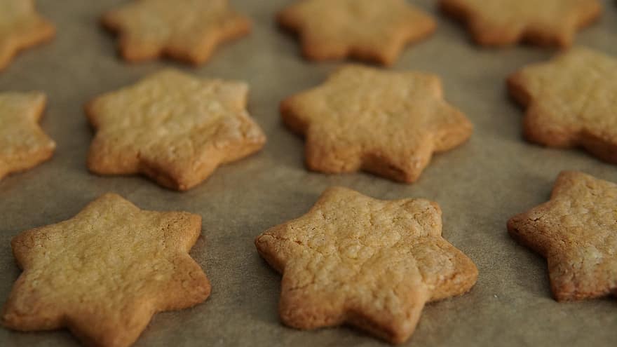 estrelas de natal, biscoitos, Comida, biscoitos de manteiga, Biscoitos natalinos, cozido, pastelaria, Doces, lanche, em forma de estrela