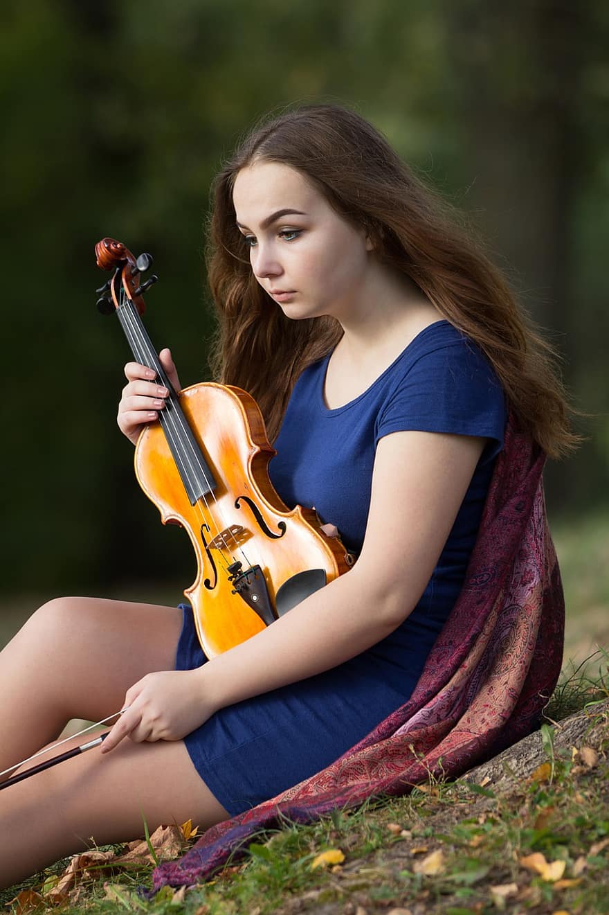 дівчина, жінка, скрипка, музикант, скрипаль, Жінка-музикант, художник, виконавець, музичний інструмент, музики, портрет