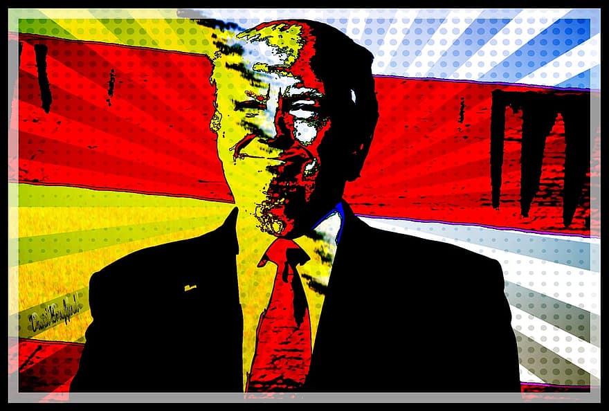 Donald Trump, diviso, nazione, Stati Uniti d'America, pop Art, scherzo, artistico, Presidente, idiota, modificare