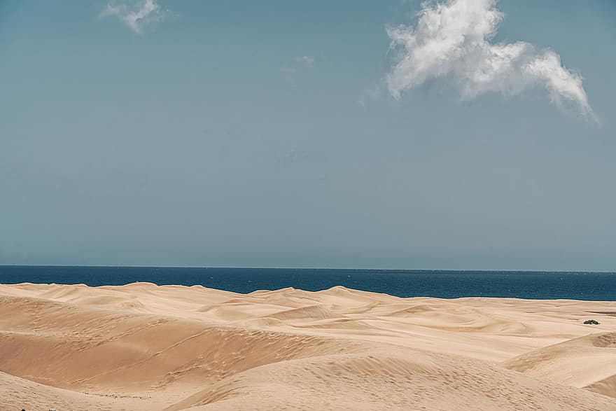maspalomas, de praia, dunas, céu, horizonte, feriado, costa, areia, Beira Mar, quente, mar