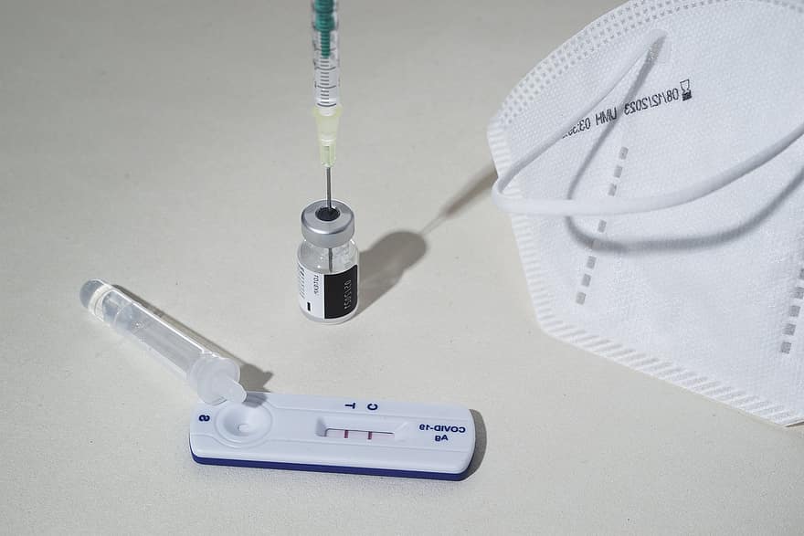 Test d'antigène rapide, masque, vaccination, seringue, ampoule, vaccin, injection, SRAS-CoV-2, Test rapide, tester, covid