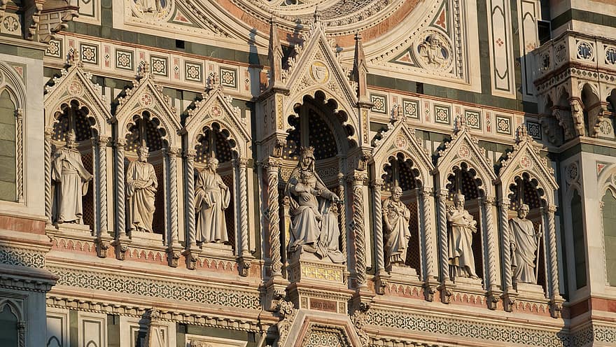 kerk, architectuur, Santa Maria del Fiore, mozaïek-, fragment, de façade van de, heilige, Katholiek, Christendom, Bekende plek, religie
