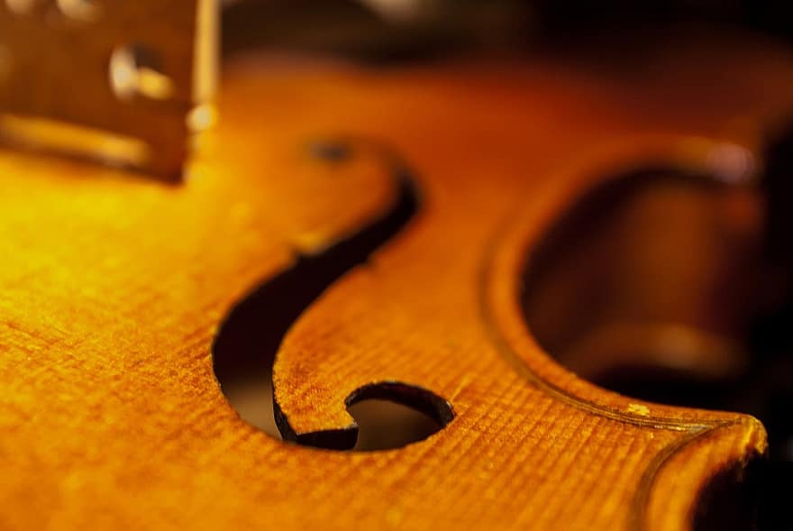 Violin, Macro, F Key, Music, Wood, Craftsmanship, musical instrument, close-up, string instrument, string, selective focus