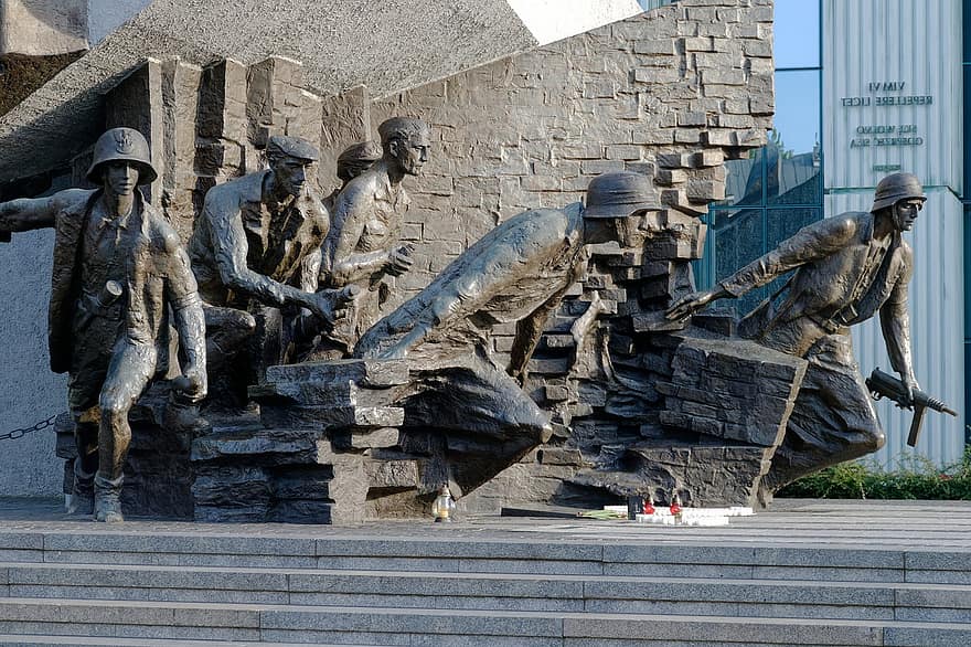 monument, skulpturer, Krigsmonumentet, soldat statuer, museum, Warszawa, arkitektur, berømt sted, statue, menn, kulturer