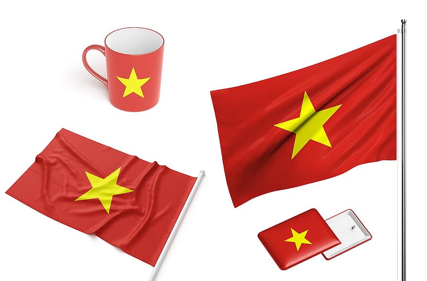Vietnam, National, Flagge, eine Nation, Banner, Tasse