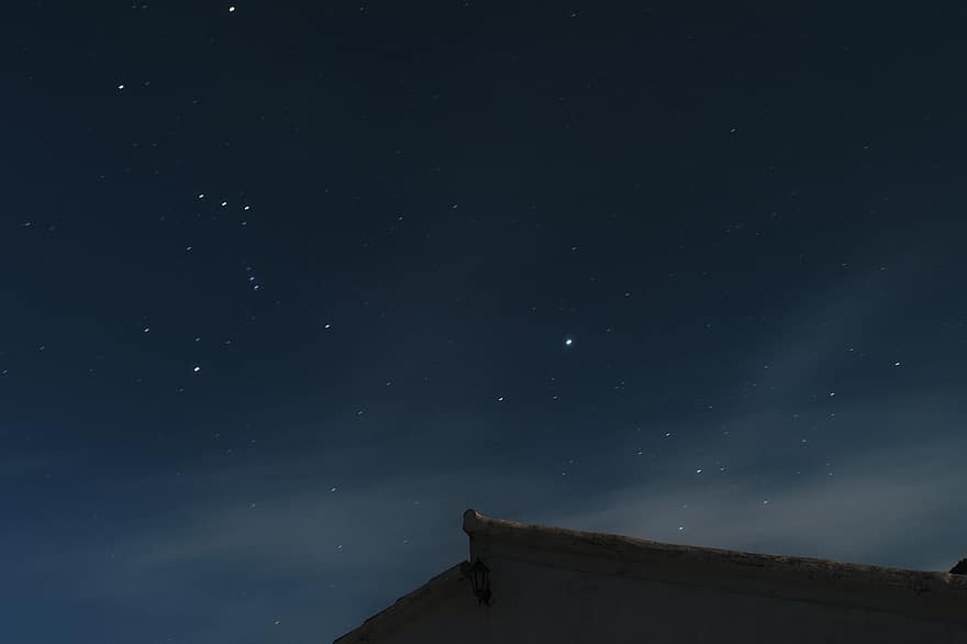 stjerner, himmel, natt, konstellasjon, skyer