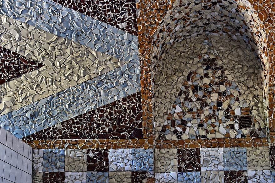 mosaico, ceramica, parete, modello, monumento, bagno, la fortezza di modlin