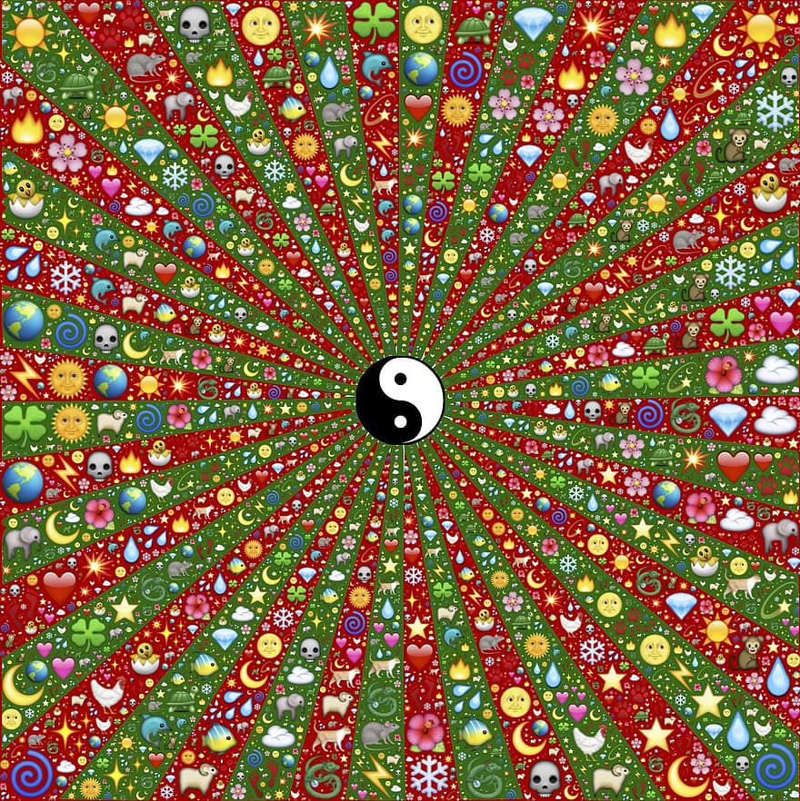 Yin Yang, stralen, uitstralen, straalt uit, convergentie, afwijking, verschijning, ontwerp, natuur, natuurlijk, aarde