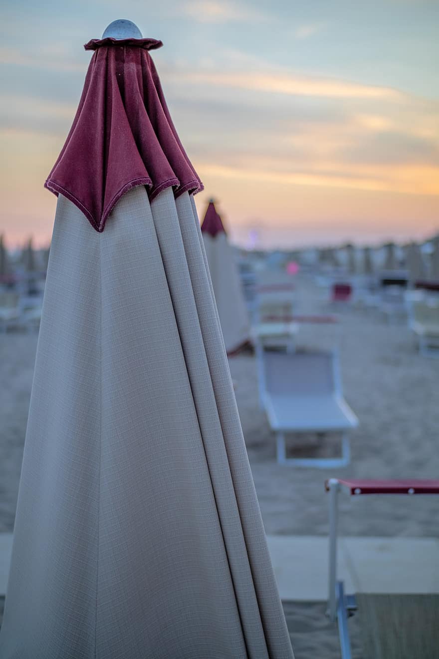 paraply, Strand, sand, hav