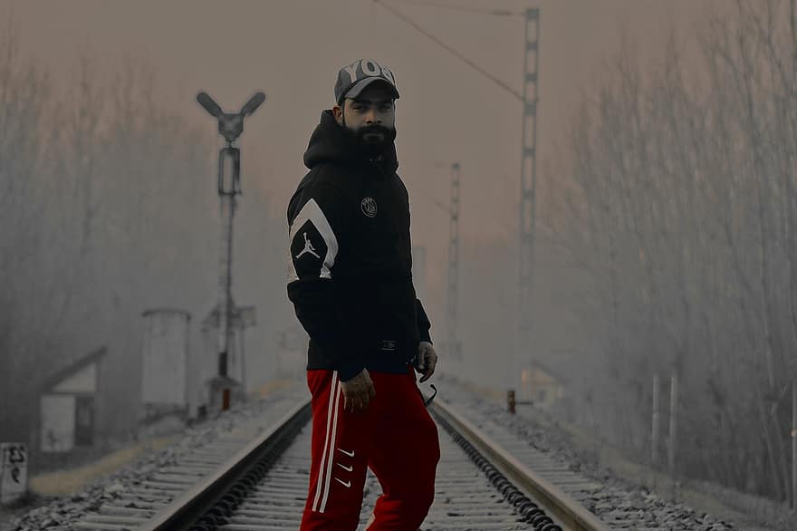 Man, Outdoors, Portrait, Fashion, men, one person, adult, winter, railroad track, males, lifestyles