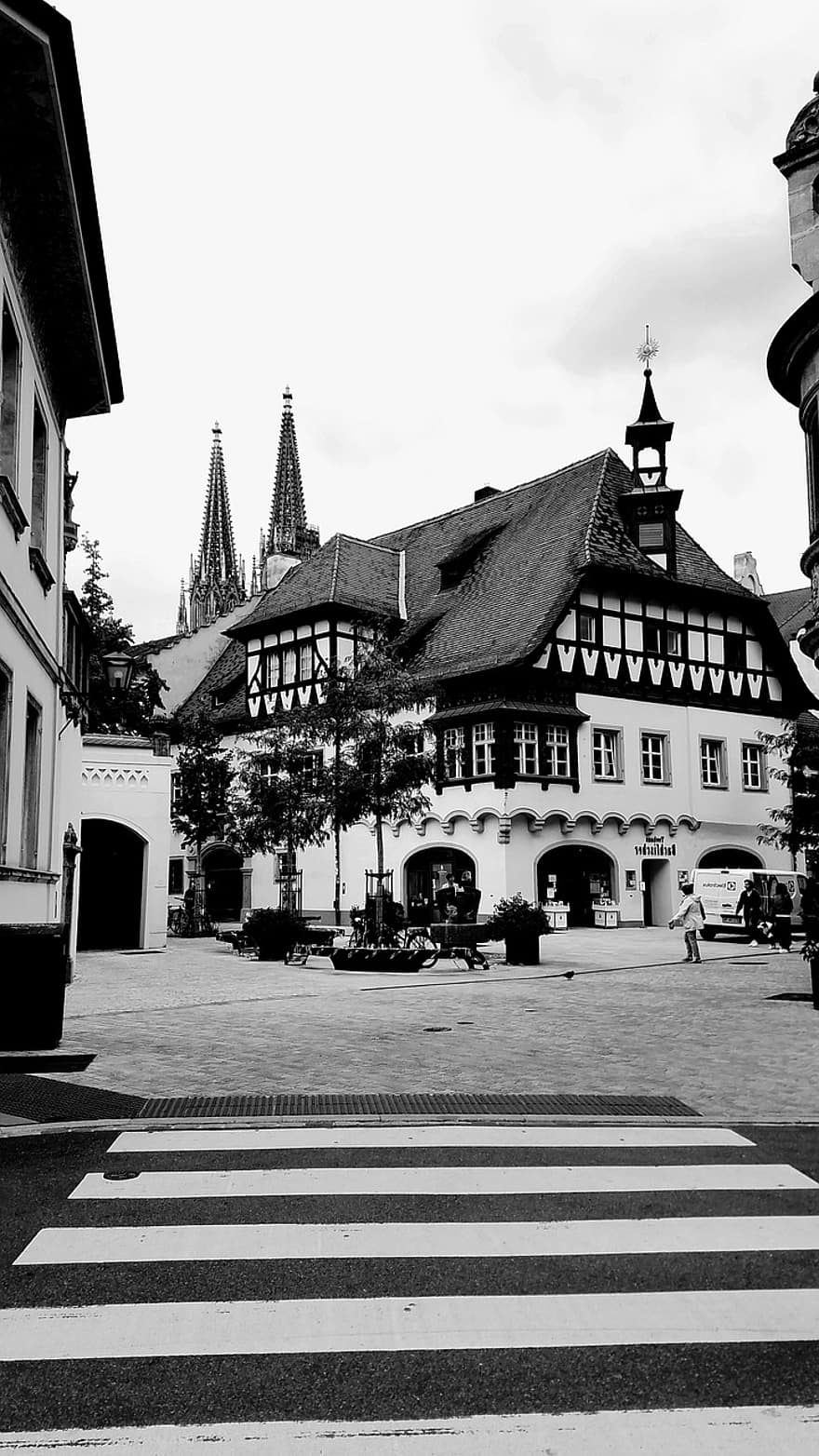 fotgjengerovergang, kirke, bygning, dom, Regensburg, bavaria, by