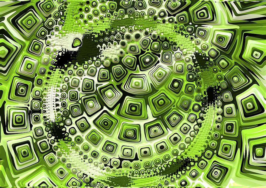 abstrato, retrô, verde, Formato, fractal, caos, caótico, psicodélico