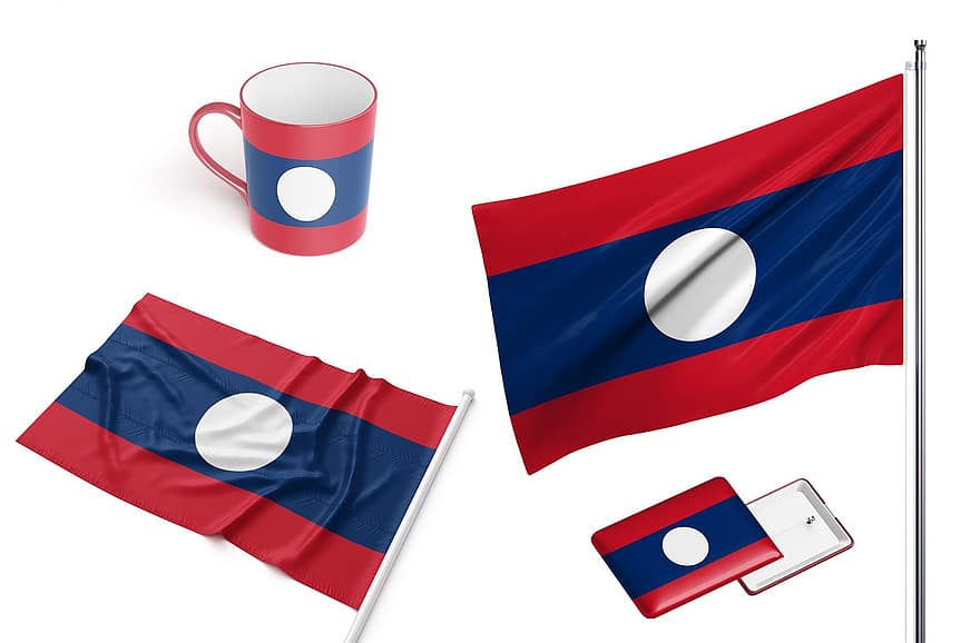 Laos, Drapeau Laos, drapeau, drapeau national