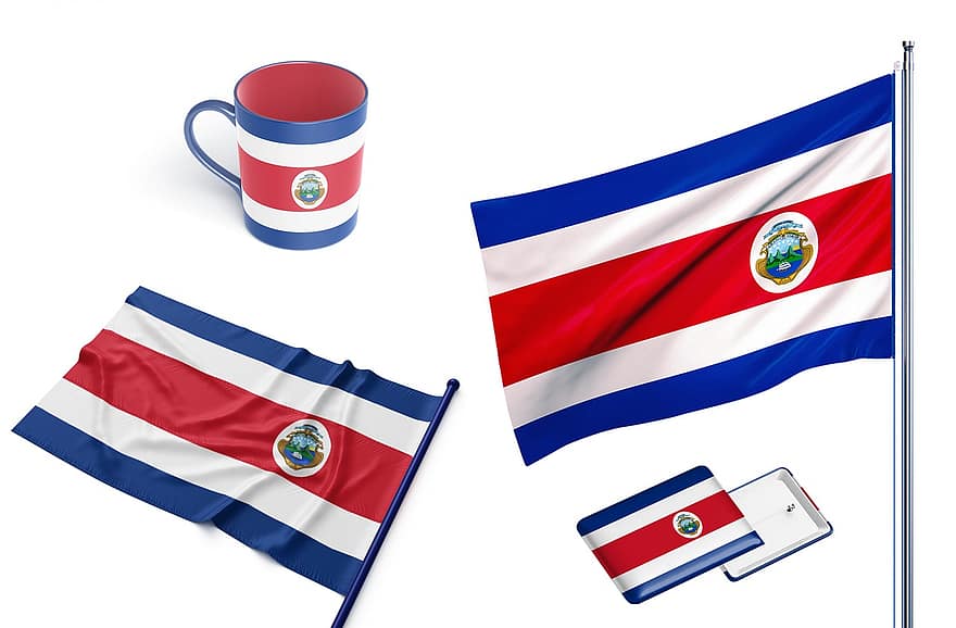 країна, прапор, Коста-Ріка, національний, символ