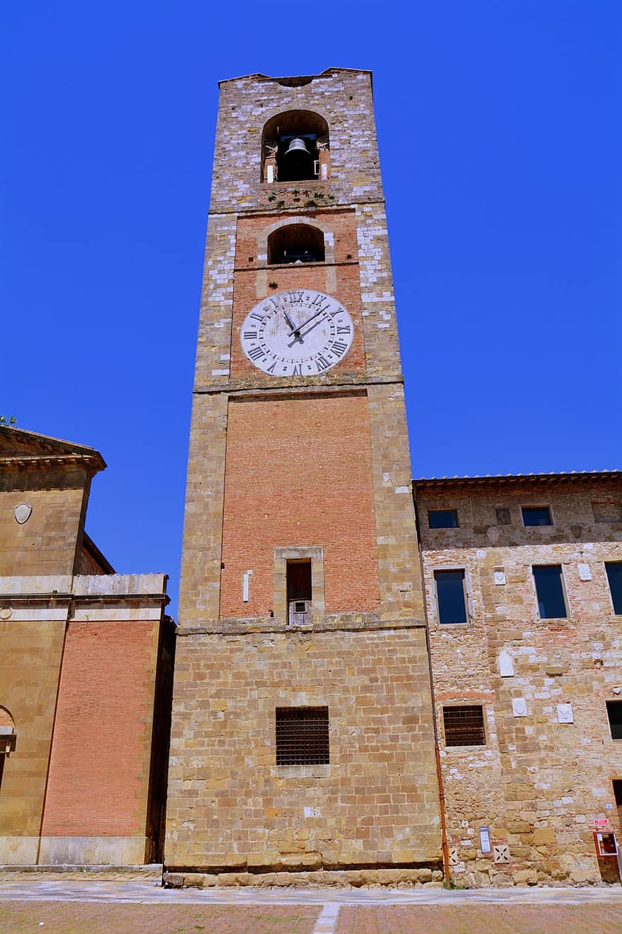 campanile, orologio, torre, colle di val d'elsa, Toscana