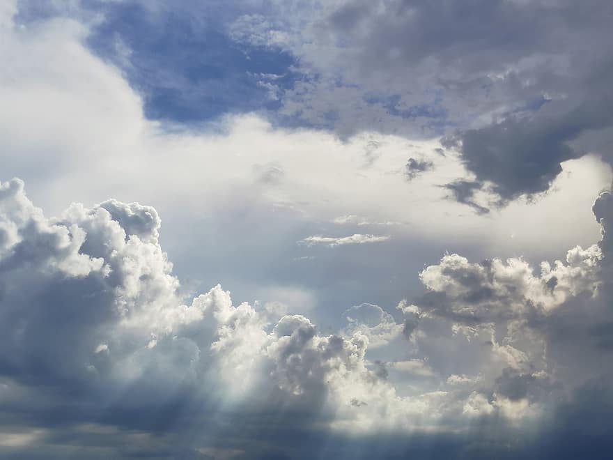 небо, облака, Солнечный лучик, атмосфера, облачный, Cloudscape