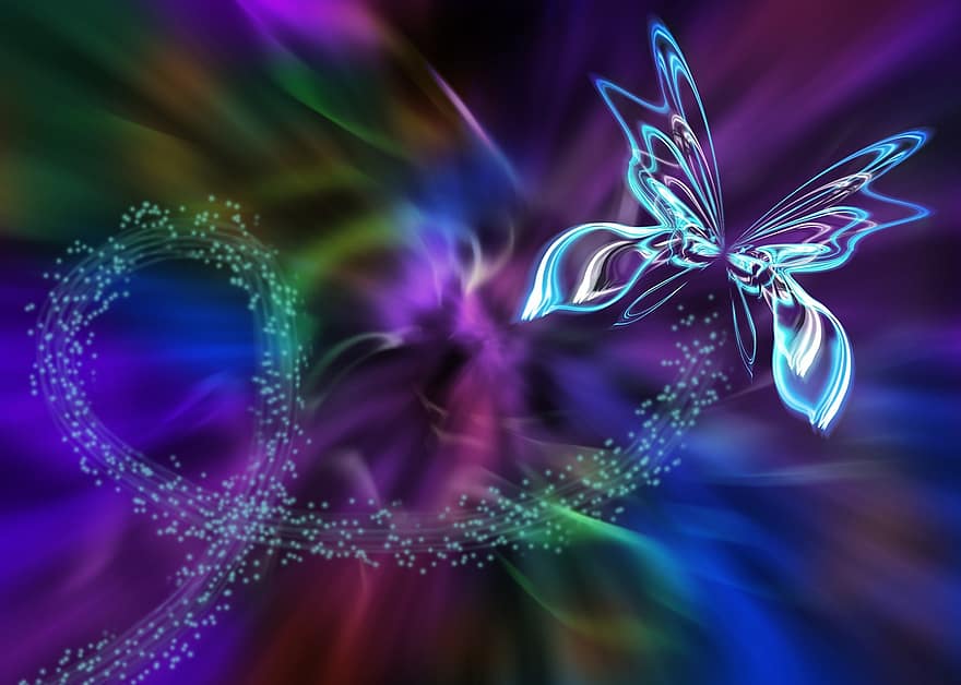 Abstract, Fractal, Butterfly, Fantasy, Background, Digital, Motion, Swirl, Rainbow, Colorful, Light