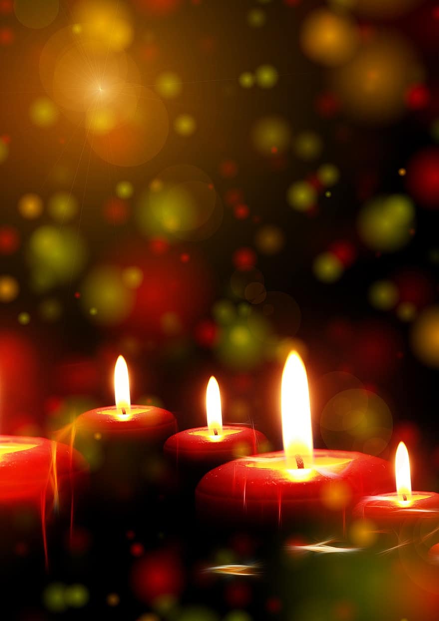 velas, leve, luzes, tarde, advento, Natal, decoração, véspera de Natal, piedosos, Igreja, amor