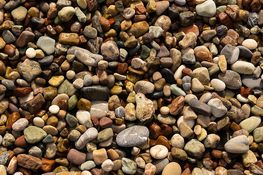 småstein, Strand, steiner, grus, makro, natur, geologi, bakgrunn, stein, nærbilde, heap