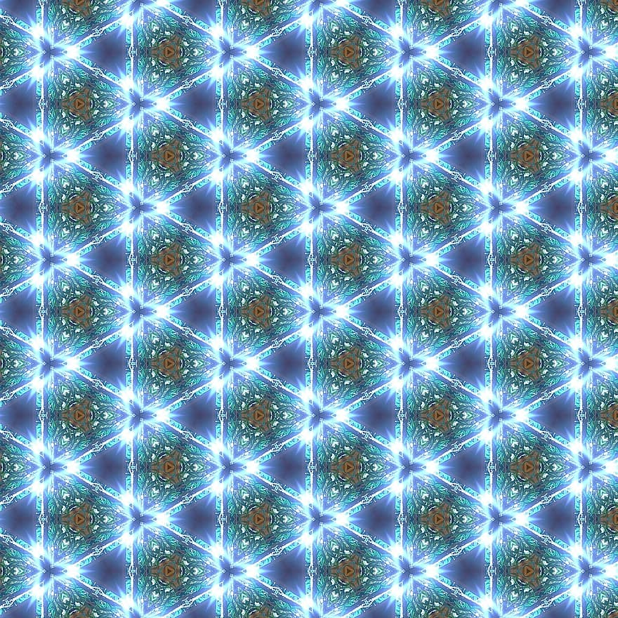 mønster, baggrund, kalejdoskop, blå