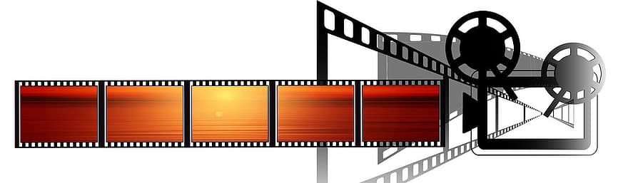 プロジェクター、フィルムストリップ、日没、投影、フィルムプロジェクター、シネマ、膜、ビデオ、アナログ、録音、画像