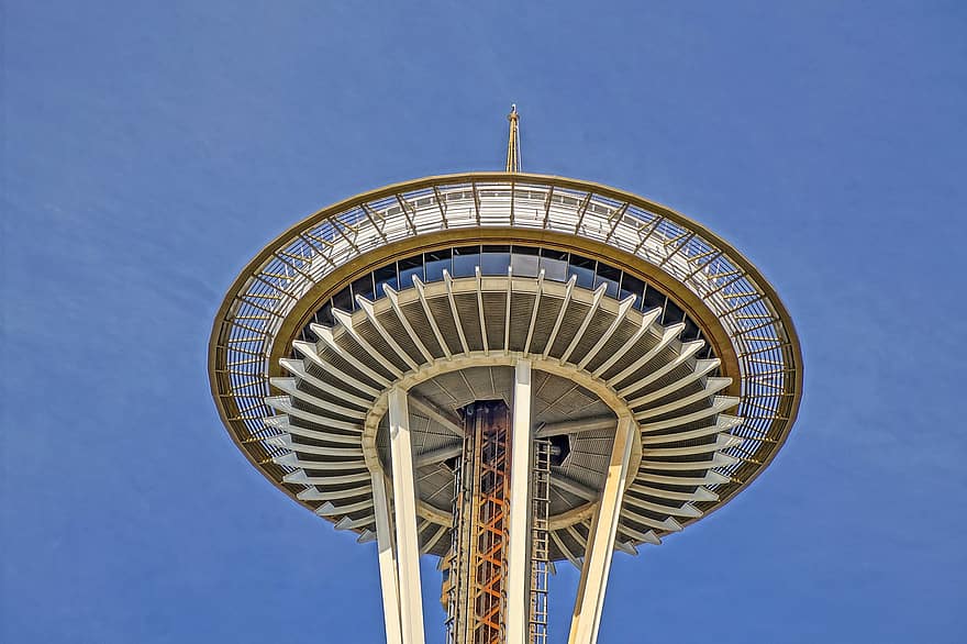 Seattle, kosmoso adata, orientyras, bokštas, architektūra, kelionė, mėlyna, pastato išorė, pastatyta struktūra, žinoma vieta, modernus