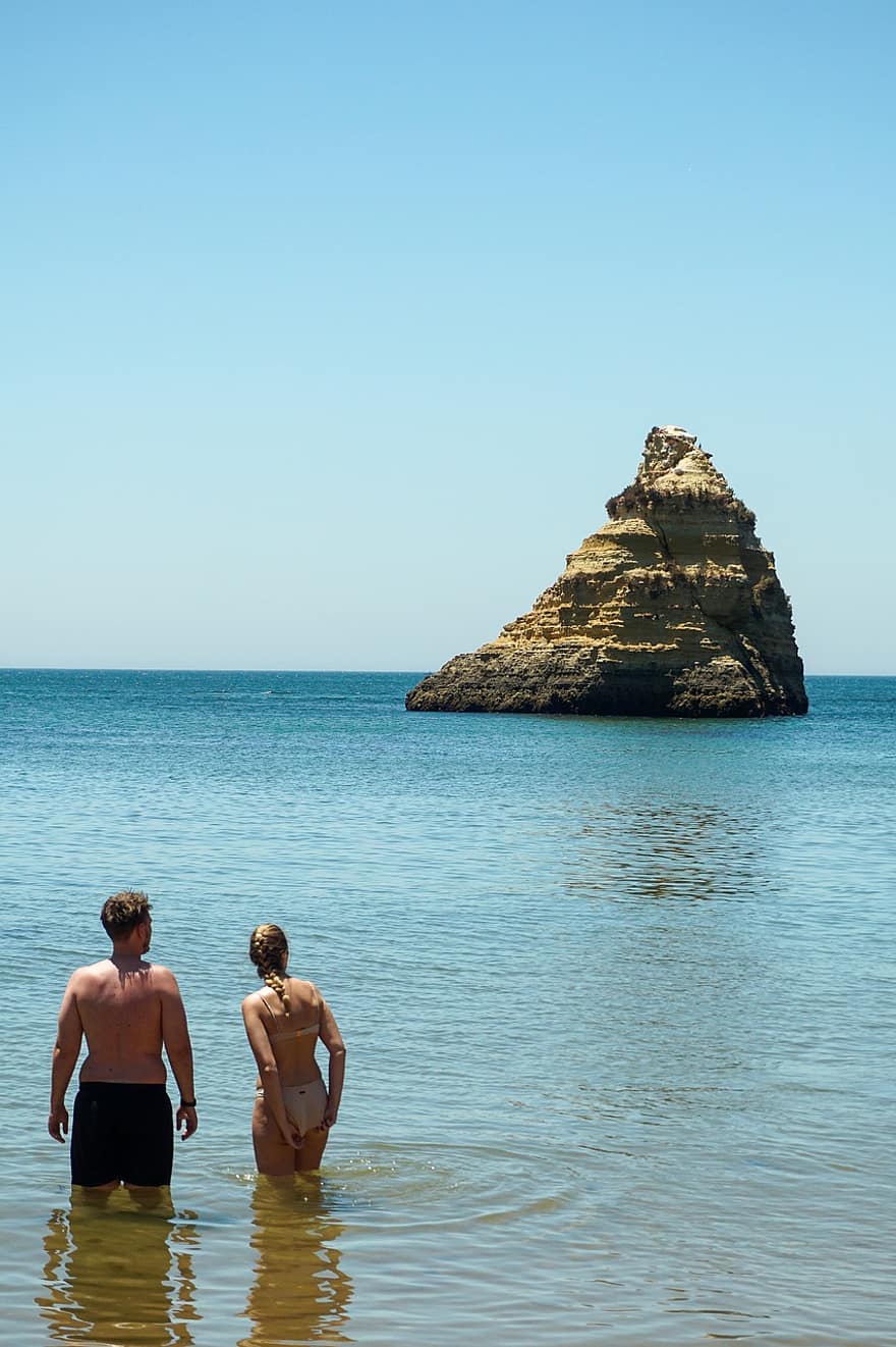 बीच, गर्मी, परैया, Algarve, क्लिफ, पानी, सागर, समुद्र, लोग, पर्यटन, लागोस