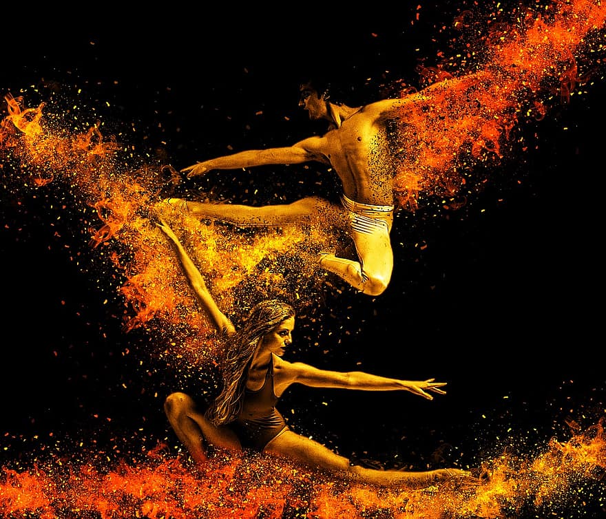 Dancers, Acrobats, Pair, Dance, Acrobat, Hop, Expression, Sporty, Balance, Fitness, Jump