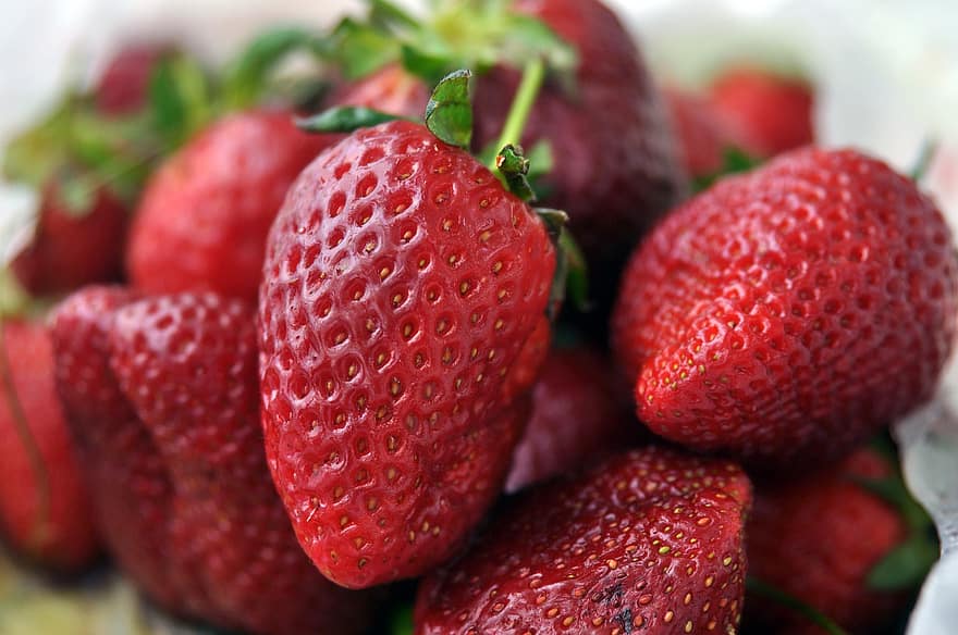 딸기, 과일, 식품, 붉은 과일, 생기게 하다, 디저트, 건강한, 본질적인, 선도, 닫다, 익은