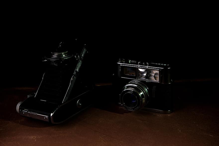 vintage, kamera, lensa, peralatan fotografi