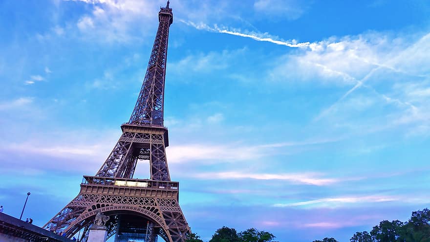Eiffel Tower, Tourist Attraction, Paris, Travel, Tourism, Famous, Architecture, Monument, Historical, famous place, dusk