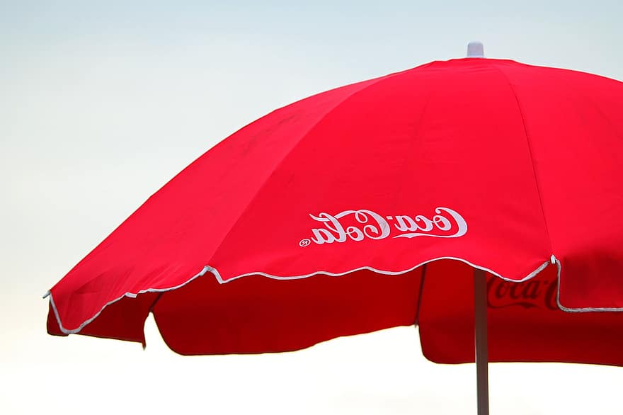 Brollie, paraply, röd, Coca Cola, öppna