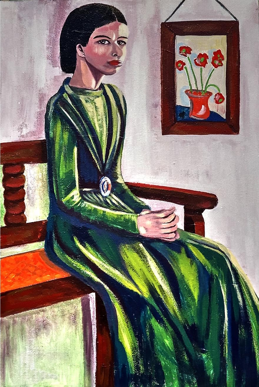 Malovaný portrét, akrylová barva, plátno