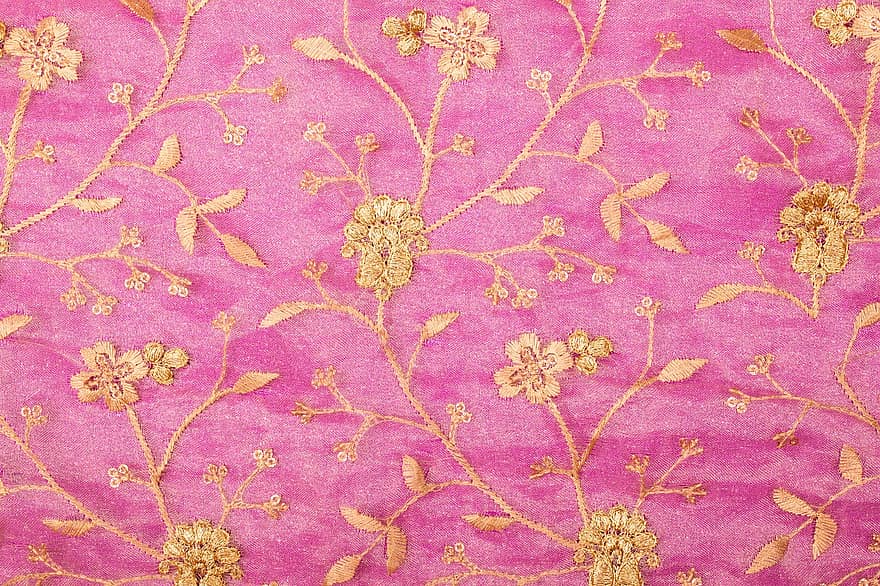 Floral Pattern, Pink Background, Embroidered Fabric, Fabric, Embroidery, Fabric Wallpaper, Fabric Background, Background, Cloth, Texture, pattern