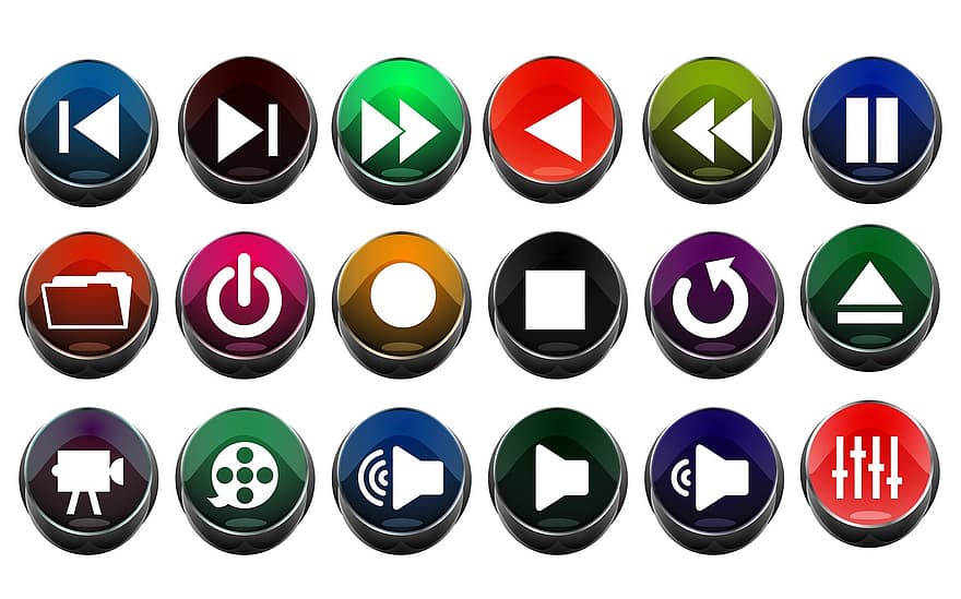 boutons, app, application, collection, la communication