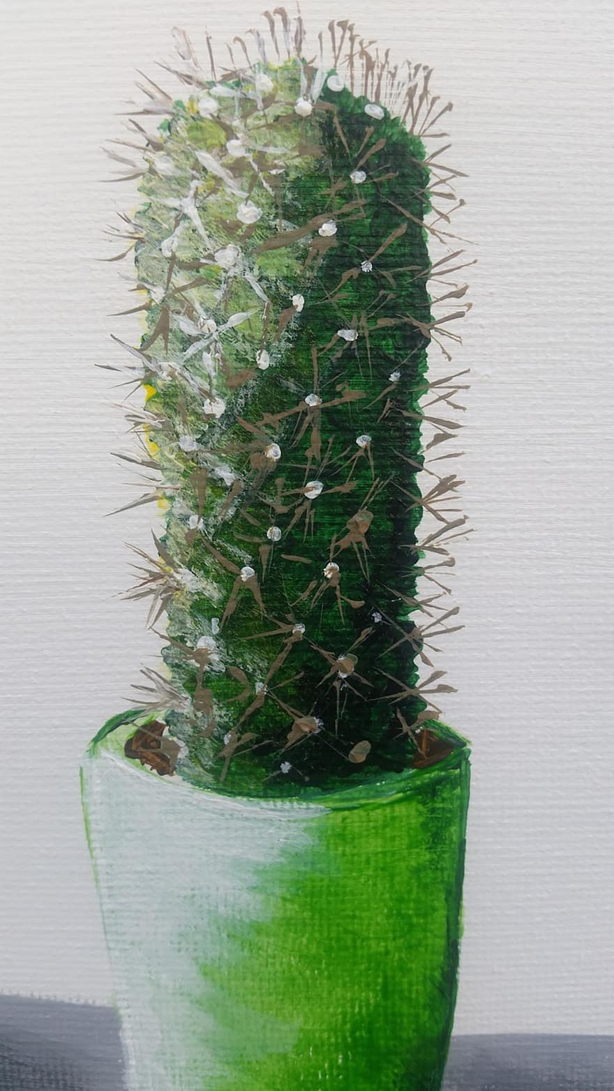 pintura, cactus, botánica, espinoso, planta de casa