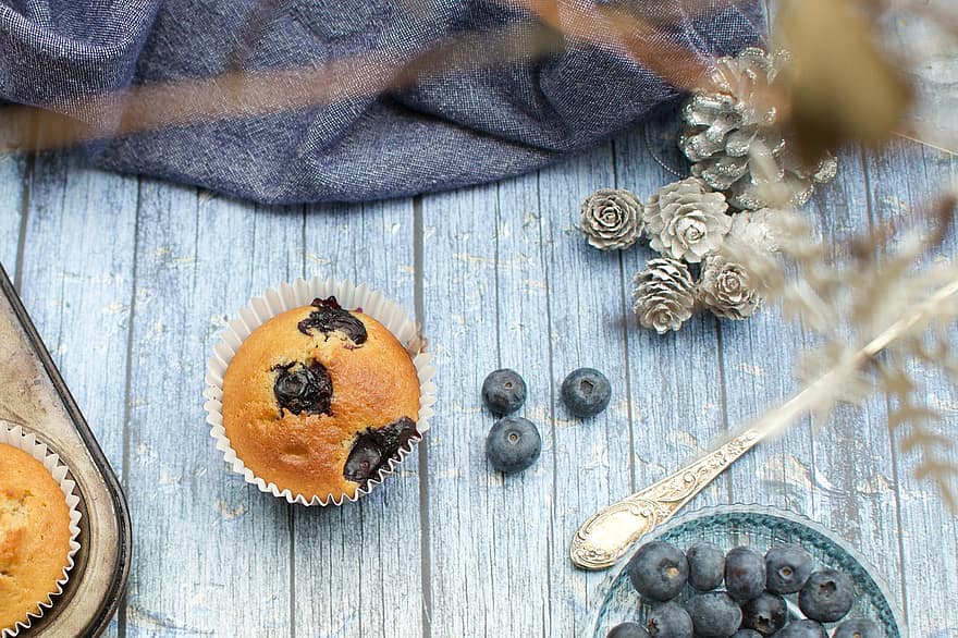 Muffin, Blueberry, Food, Cupcake, Cake, Baked, Pastry, Bakery, Fruit, Homemade, Snack